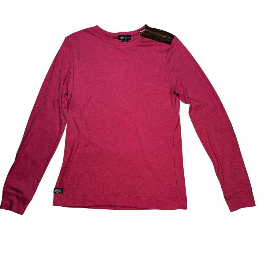 Ralph Lauren Large Women Coral Elbow Patch Classic Collegiate Zip